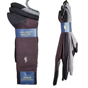 Polo Ralph Lauren Birdseye Dress Socks Men Black/Red/Gray 3 Pairs of Socks NWT